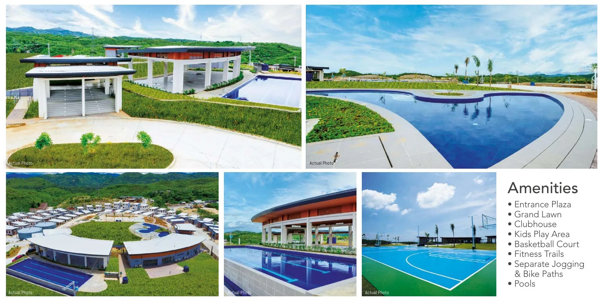 Amoa amenities including central lawn, pools, clubhouse and basketball court
